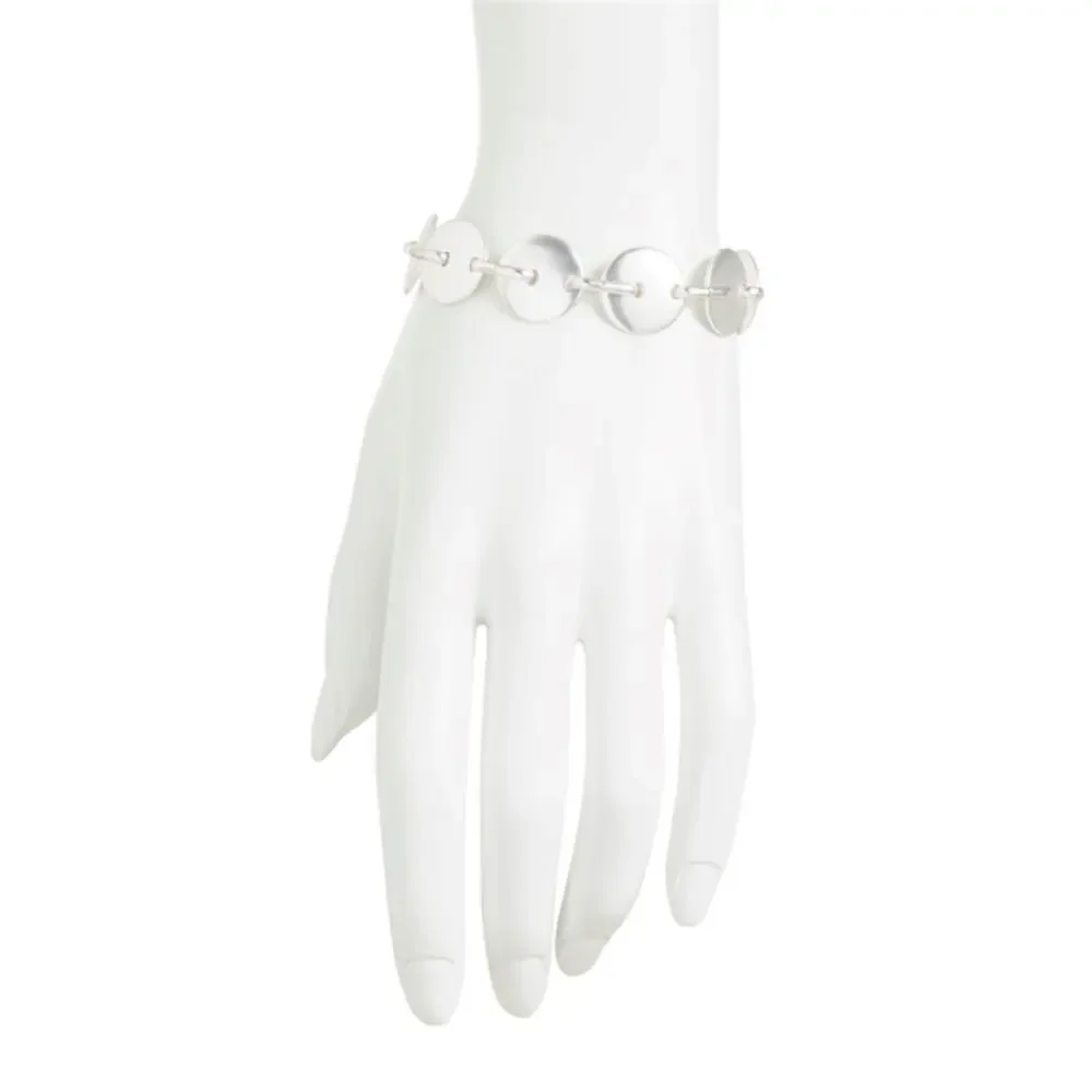 New! Lucky Brand Silver Tone Linked Disk Charm Bracelet
